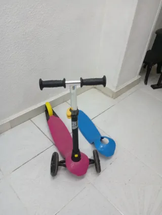 Monopatín infantil 3 ruedas rosa y azul decathlon 