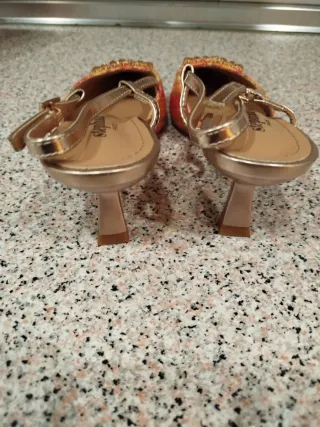 Stephane Paris Zapatos Abiertos Dorados Rosados