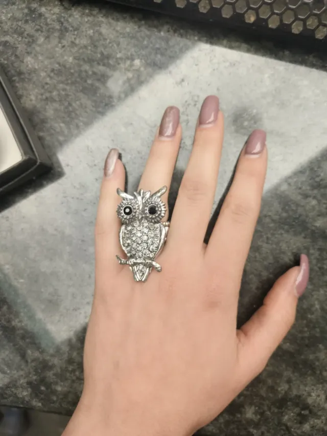 Anello civetta strass regolabile