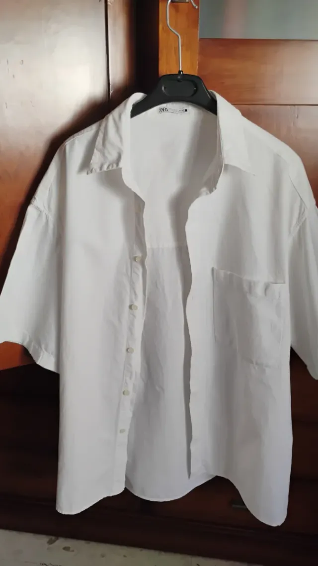 Camisa Zara Blanca Manga Corta