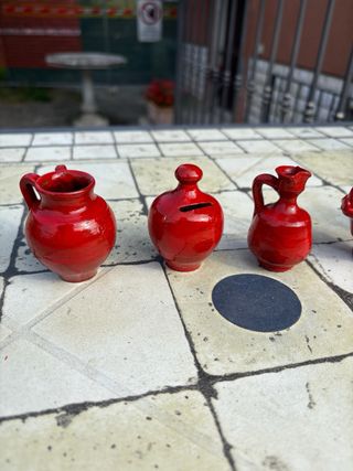 Set 6 mini anfore rosse vintage