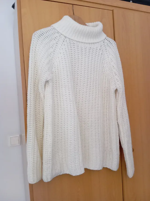 Jersey lana cuello alto crema