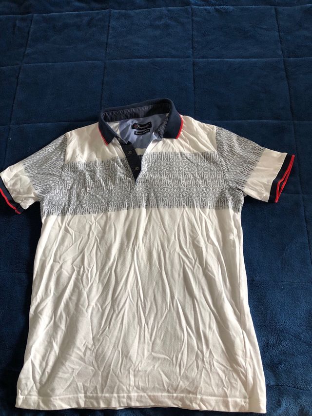 Polo Blanco y Azul Marino Talla L
