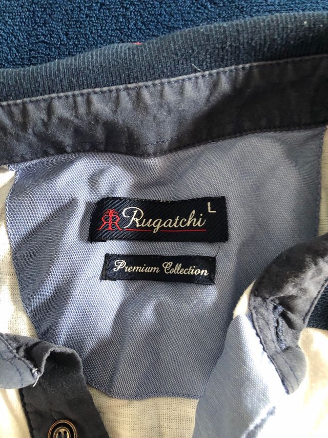 Polo Blanco y Azul Marino Talla L