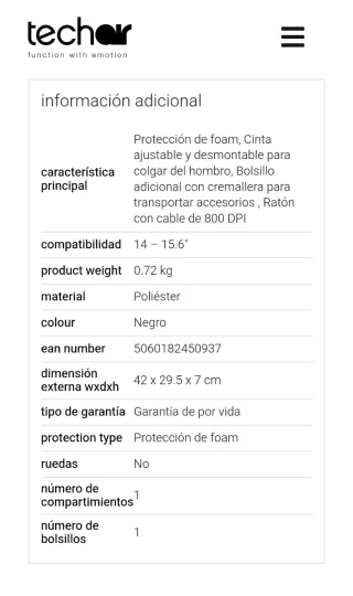 Maletín Portátil 15.6 + Ratón Techair Nuevo