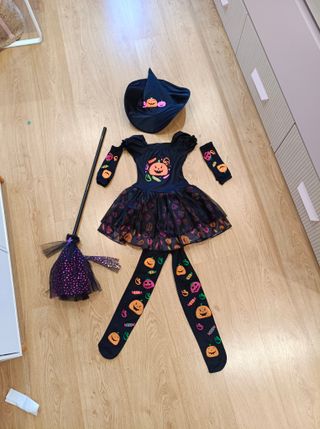Disfraz Bruja Halloween Niña Completo