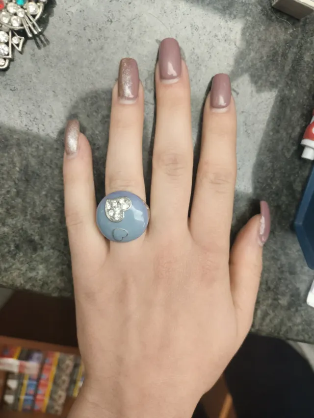 Anello lilla con cuore glitter