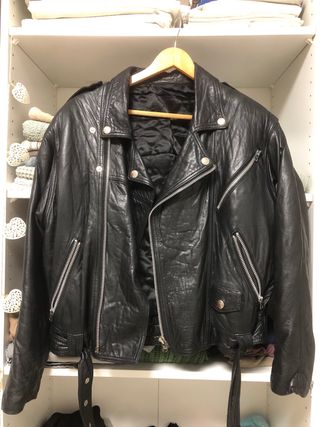 Chaqueta de cuero vintage unisex, de peletería 