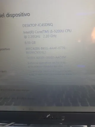 Portátil Asus Plata i5