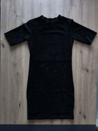 Vestido Negro Terciopelo Recto Elegancia Minimalis
