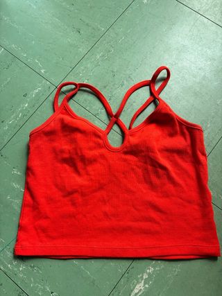 Top naranja tirantes cruzados Talla S