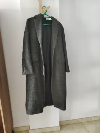 Abrigo Zara Lana Gris Largo