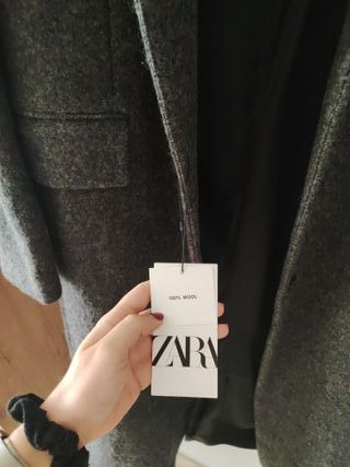 Abrigo Zara Lana Gris Largo