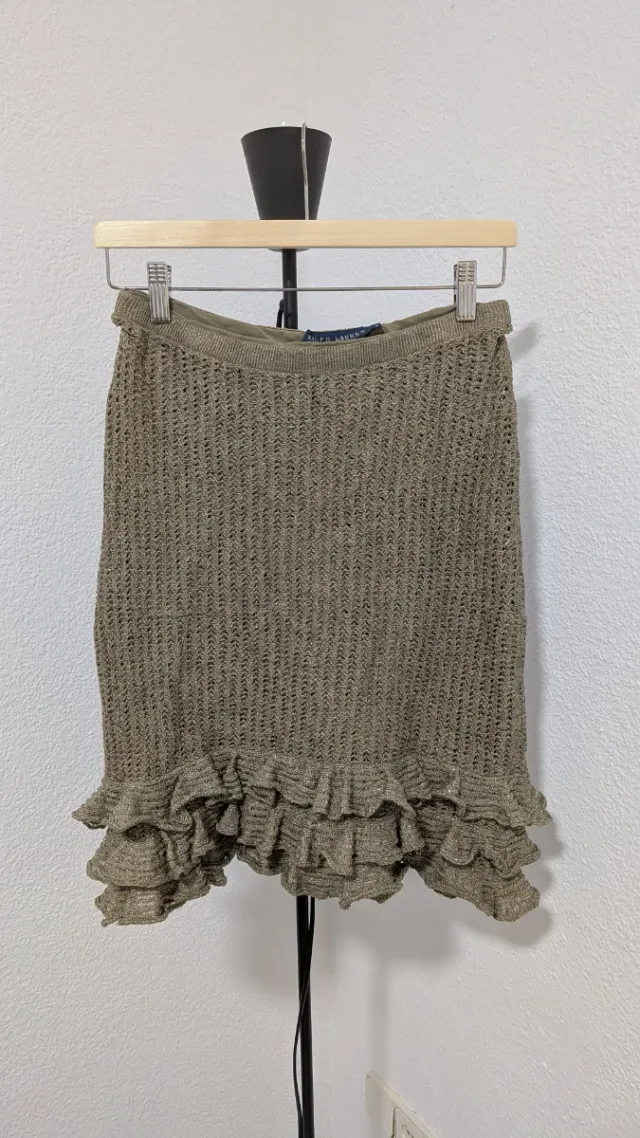 Falda Ralph Lauren dorada con volantes