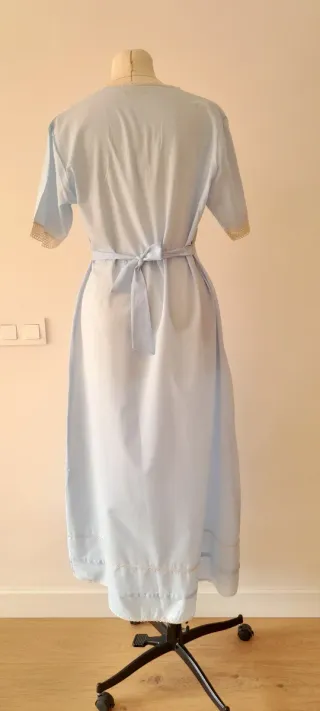 Vestido camison vintage de algodon azul años 40