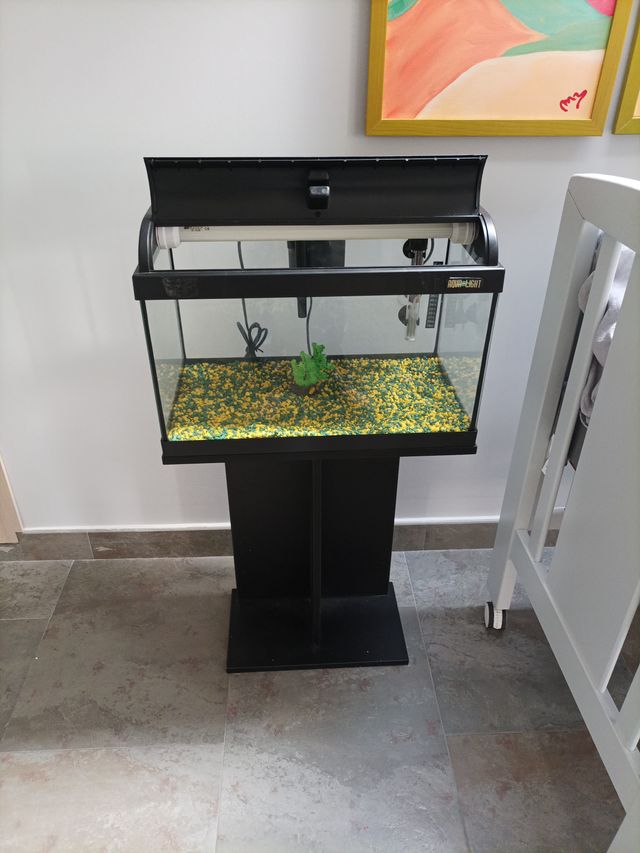 Aquário com mesa em preto