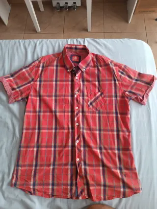 Camisa cuadros roja manga corta