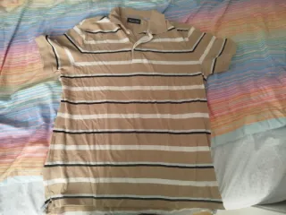 Camiseta Massimo Dutti Rayas Beige y Blanco