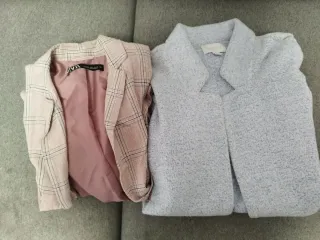 Americana Zara y abrigo punto gris M