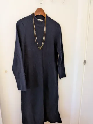 Vestido midi de punto azul
