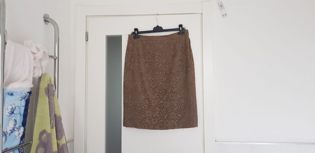 Gonna pizzo beige sartoriale L