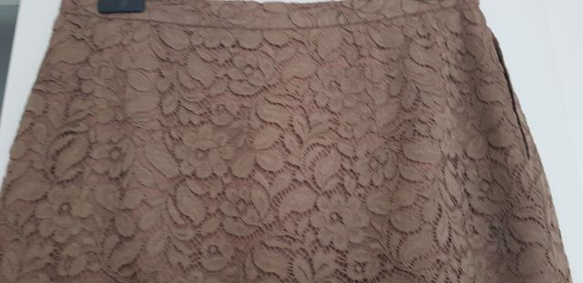 Gonna pizzo beige sartoriale L