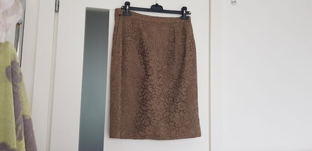 Gonna pizzo beige sartoriale L