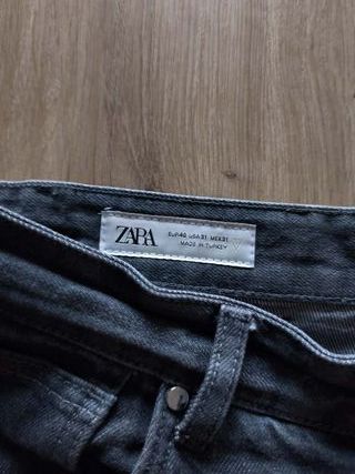 Pantalón Zara Campana Negro Efecto Lavado