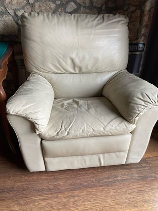 Butaca piel reclinable blanca