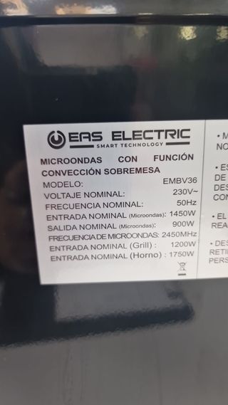 Horno Microondas Eas Electric EMBV36