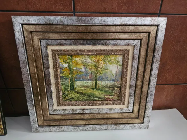 Cuadro Óleo Marco Madera Tratada 54x49