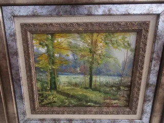 Cuadro Óleo Marco Madera Tratada 54x49