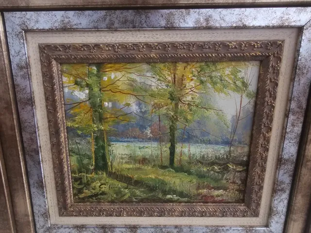 Cuadro Óleo Marco Madera Tratada 54x49