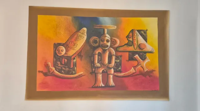 Cuadro abstracto naranja y amarillo