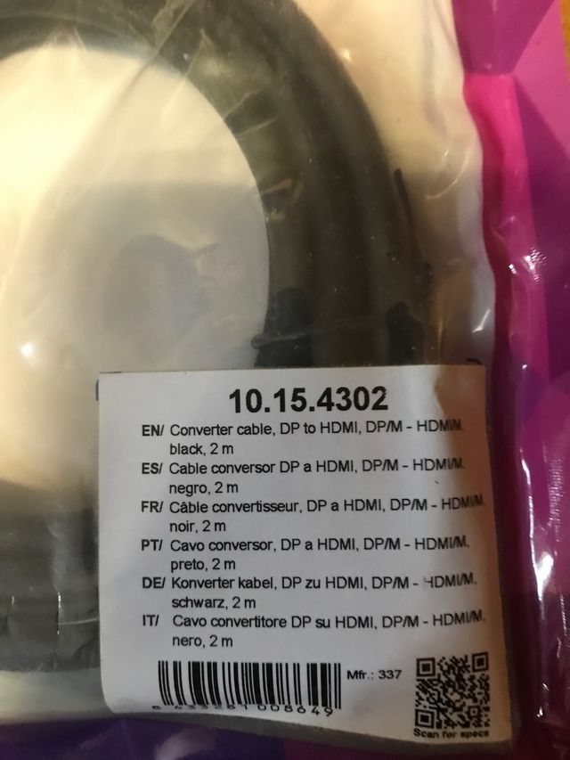 Cable Conversor Nano Cable DP a HDMI Negro 2m