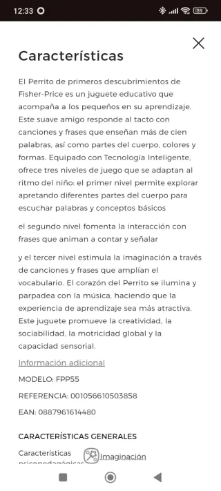 Perrito Fisher Price interactivo