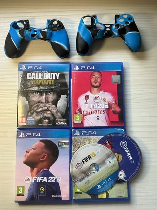 Pack 4 Juegos PS4 + 2 fundas para mandos