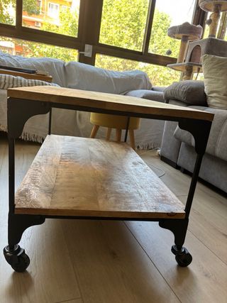 Mesa baja salón madera y metal