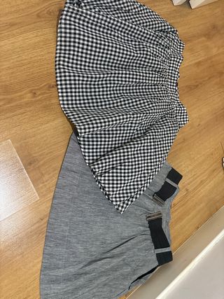 Conjunto Falda Cuadros y Falda Gris Talla M