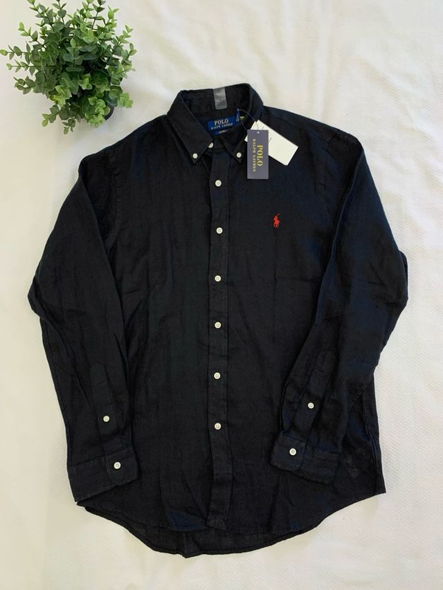 Camisa Polo Ralph Lauren Negra Lino