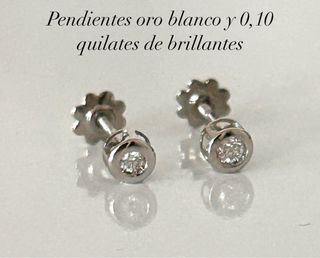 Pendientes oro blanco y brillantes 0,10ct

