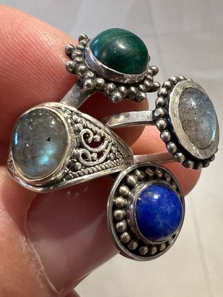 Lote 20 Anillos Plata 925 Mineral Ajustables