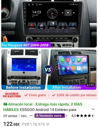 Pantalla Peugeot 407 GPS + Cables