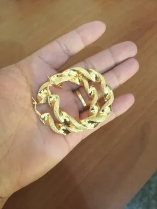 Pendientes Aro Dorados Trenzados de oro 18k