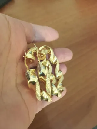 Pendientes Aro Dorados Trenzados de oro 18k