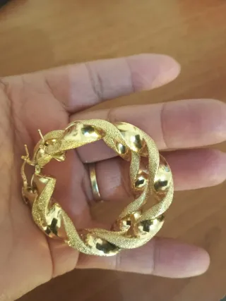 Pendientes Aro Dorados Trenzados de oro 18k