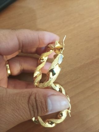 Pendientes Aro Dorados Trenzados de oro 18k