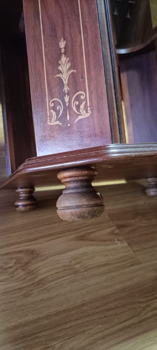 Mesa auxiliar madera y cristal