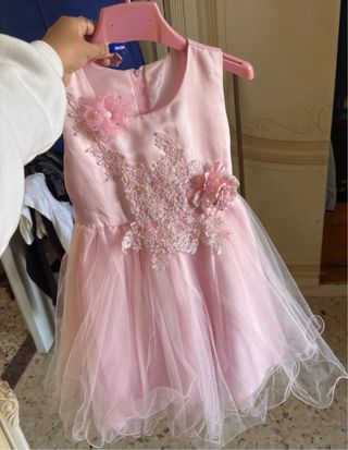 Vestito elegante bambina rosa 36 mesi