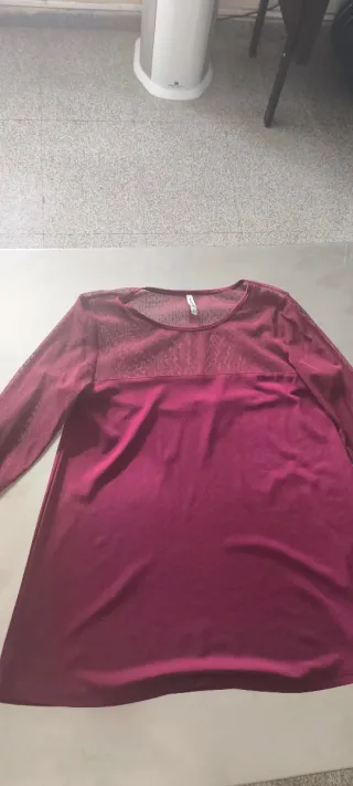 Blusa Stradivarius Malla Transparente Morada Talla